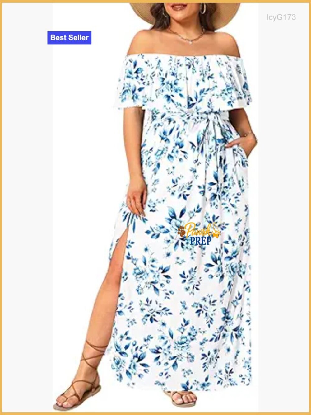 Plus Size Off Shoulder Maxi Dress with Pockets Slit Casual Beach